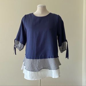ruffle layered half-sleeved blouse